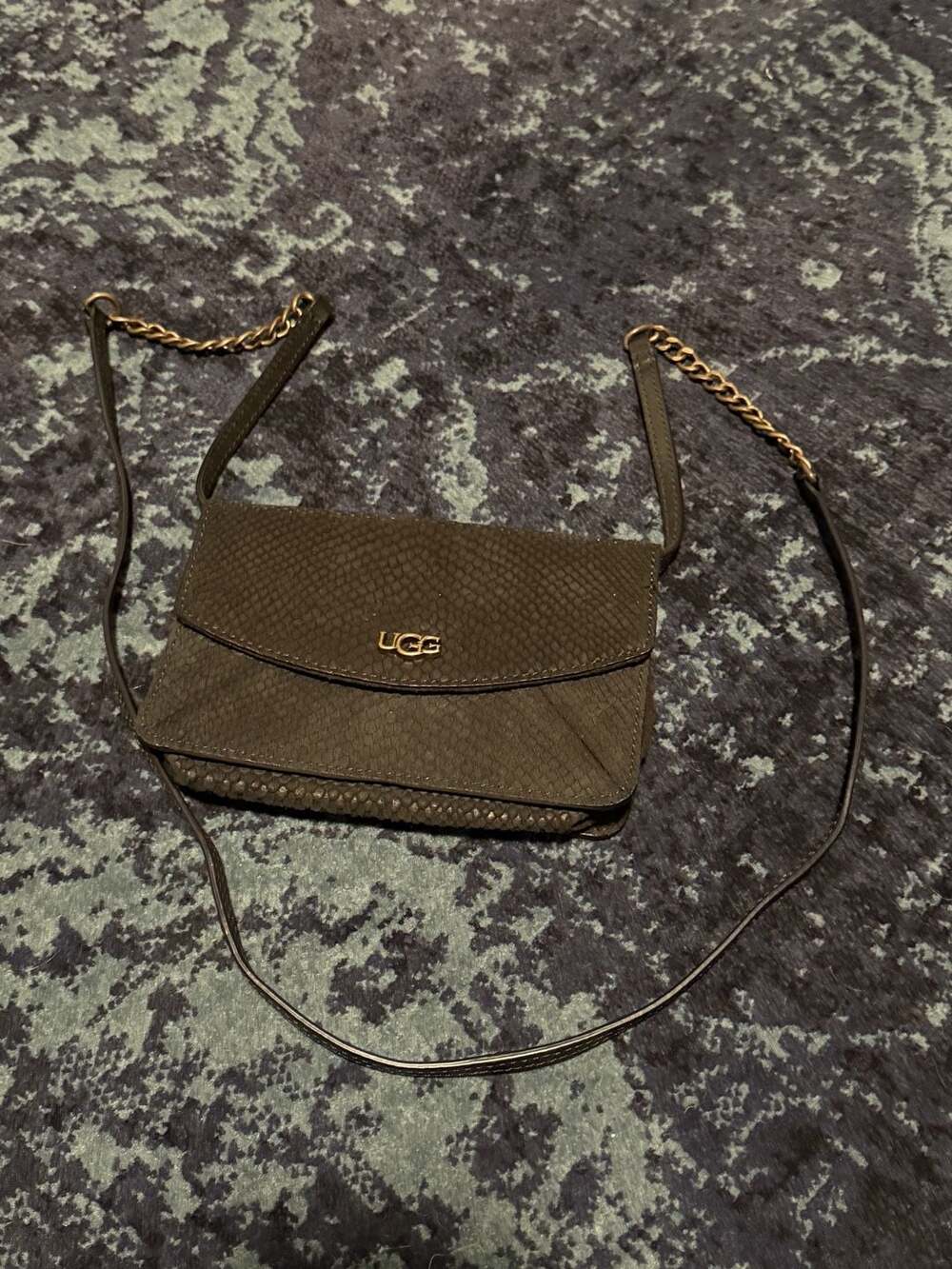 UGG Black Snakeskin Leather Crossbody Bag